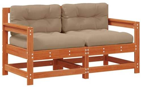 vidaXL 2 Stück Gartenecksofa Massives Kiefernholz Wachsbraun, Garten und Terrasse, Rechteckige Outdoormöbel, Modulare Sofas für kreative Sitzarrangements