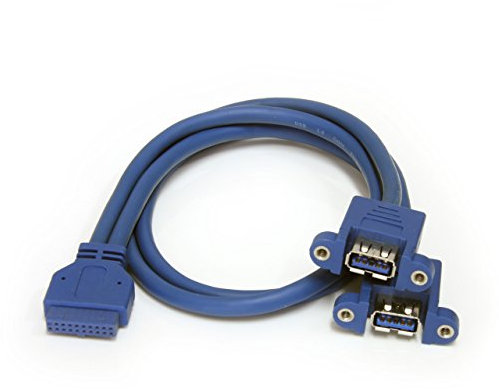 StarTech.com USB3SPNLAFHD - Cable Extensor de 2 Puertos USB 3.0 para Montaje en Panel conexión a Placa Base - Hembra USB A, 50 cm
