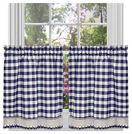 ACHIM Home Decor Fenstervorhang-Set, kariert, 147 cm breit, 61 cm lang, Karierte Vorhänge, lichtfilternde Vorhänge für Küche, Schlafzimmer, Wohnzimmer und Esszimmer