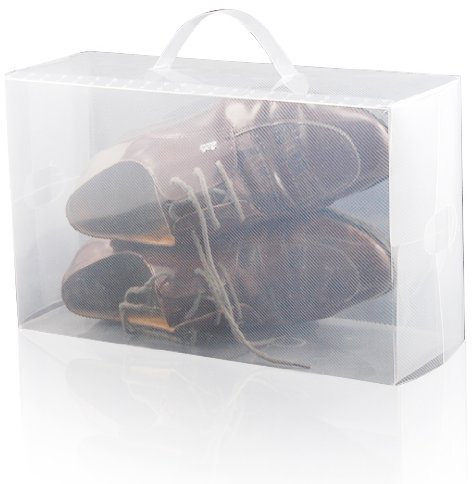 Accessotech 10 X Clear Plastic Mens Shoe Storage Boxes Containers Trainers Size 8 9 10 11 12
