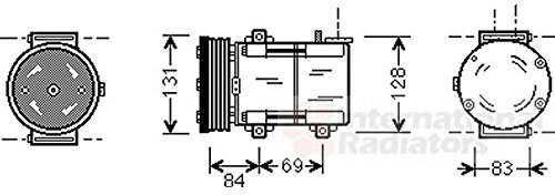 VAN WEZEL 1800K167 A/C Kompressor für Klimaanlage Klimakompressor Kältemittel: R134a PAG 46 mit 125mm Riemenscheibe Rillen: 7