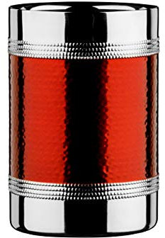 Premier Housewares Bottle Cooler with Hammered Red Band - Stainless Steel