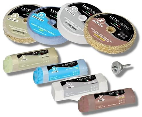Lux Metal 4 polierpaste 250 g - 4 Polierscheibe 100 mm Polierset set DIY kit Schleifpaste Metall, Aluminium, Bank Poliermaschine, Edelstahl, Messing, Kupfer, Holz, Kunststoff, schleifmaschinen, messer