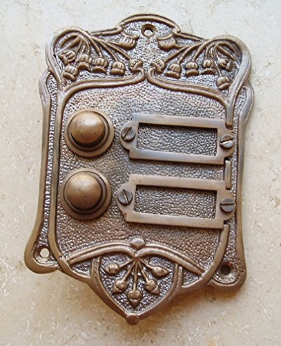 Graf von Gerlitzen Antik Messing Klingel 2 Jugendstil Klingelschild Klingelplatte K15A-Tina