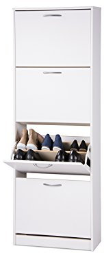 möbelando Schuhkipper Schrank Schuhschrank Schuhregal Schuhaufbewahrung Holz Mavin II (Weiß)