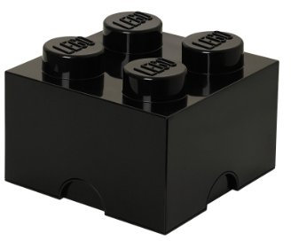 Room Copenhagen LEGO Aufbewahrungsstein 4 Noppen, stapelbar Aufbewahrungsbox, 5,7 l, Schwarz