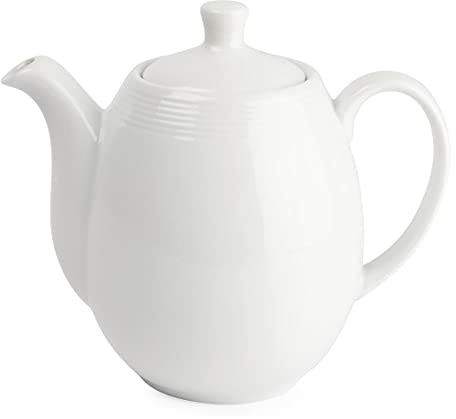 Olympia Linear Porcelain Coffee or Teapots 1Ltr, White, Pack of 4 | Oven, microwave and dishwasher safe, fully vitrified for thermal and shock resistance to ensure long-term glaze durability.