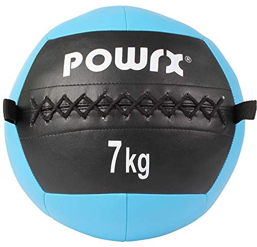 Wall-Ball Gewichtsball Medizinball Deluxe Professional von POWRX 2 - 10 kg | versch. Farben (7 kg / Cyan)