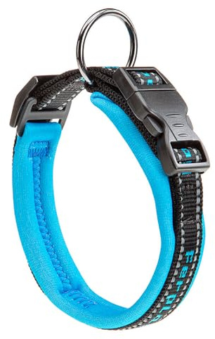 Ferplast Hundehalsband Sport Dog, Weich Gepolstertes Nylon Hunde Halsband für mittelgroße Hunde, Verstellbare und Reflektierend, Größe: 2 cm (33-43 cm), Blau