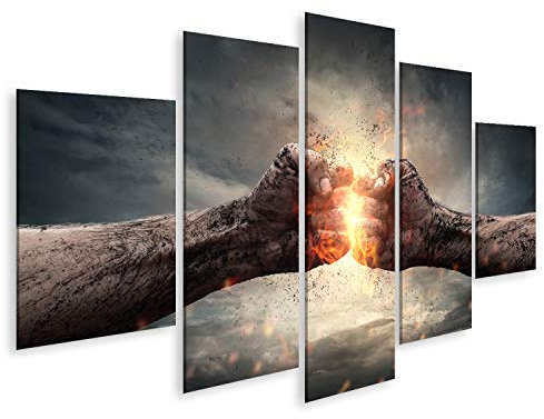 islandburner Bild auf Leinwand Zwei Fäuste Zusammenstoß Stürmischer Himmel Bilder Wandbilder Poster