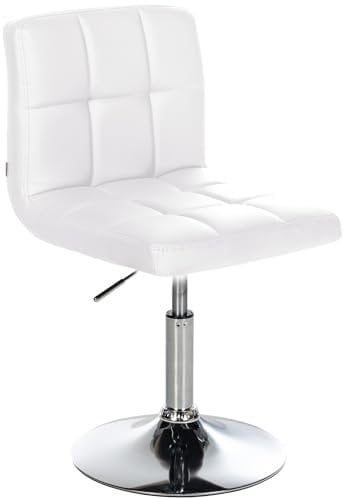 CLP Drehstuhl Palma V2 Mit Hochwertiger Polsterung Und Kunstlederbezug I Höhenverstellbarer Esszimmerstuhl Mit Metallgestell In Chrom-Optik, Farbe:weiß