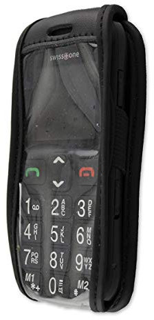 caseroxx Ledertasche mit Gürtelclip für Swisstone BBM 320C in schwarz – robuste Handy-Tasche mit Sichtfenster & Gürtelclip aus Echtleder, ideal für Beruf, Freizeit, Outdoor & sicheren Transport