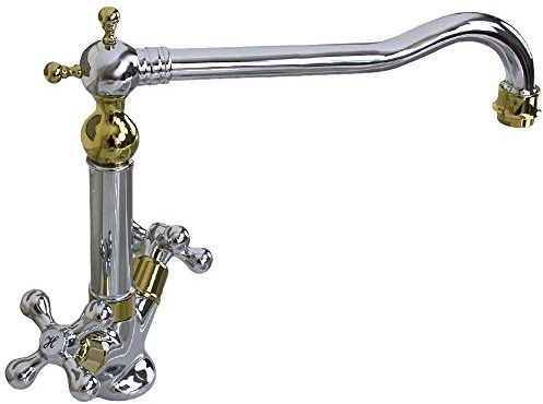 Astini Traditional Gold & Chrome Twin Handle Kitchen Sink Tap 25441GC