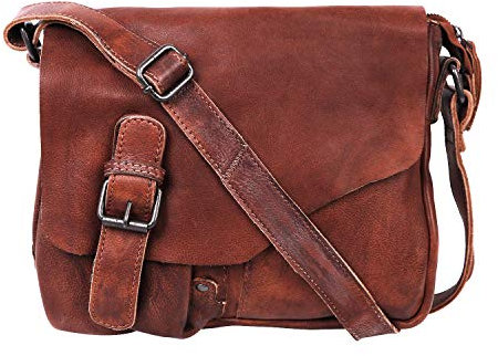 Bear Design Leder Schultertasche, UNISEX Messenger Tasche Umhängetasche Cross body Lauro CP0771 strapazierfähiges Leder in Used Look