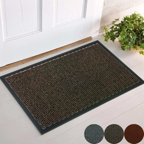 parpyon® Zerbino ingresso casa interno LIPARI tappeto ANTISCIVOLO per entrata ASCIUGAPASSI Aderisce al pavimento NON piega Tappeti moderni (Marrone2, CM 40X70)