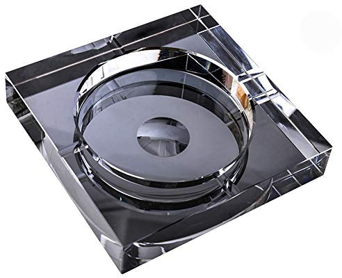 AKT Cendrier en Verre Cristal Cendrier Transparent de Forme Carrée Cendrier de Cigare de Bureau de Ménage,Black