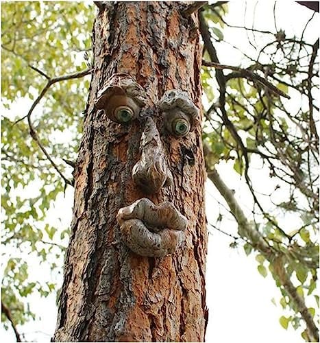 LUCKLY Jardin Yard Art,Yard Art Sculpture Décorations Extérieur Sculpture Arbre Visage Jardin Arrière-Cour Décoration, Drôle de Résine Arbre Visage Birdfeeder (C)