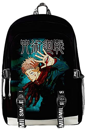 AMOMA Anime Printed Unisex Daypacks Cosplay Sukuna 3D Digitaldruck Leicht Freizeit Mehrzweck Canvas Rucksack(One Size,ShinyGreen)
