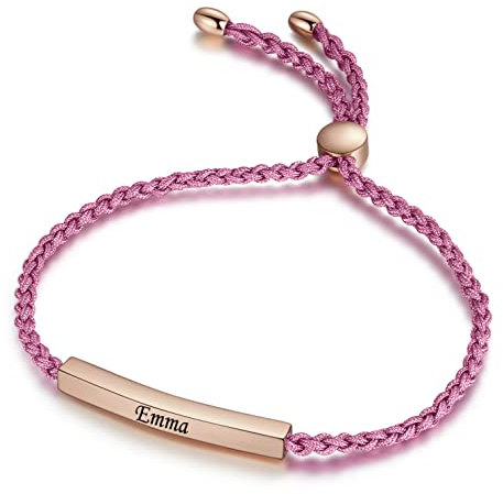 TMT Personalisiertes Armband mit Namen (silber&rosegold) BFF Geschenke Beste Freunde Armband mit Gravur Unendlichkeitszeichen Armband stoff für Freundin Freundschaftsarmband