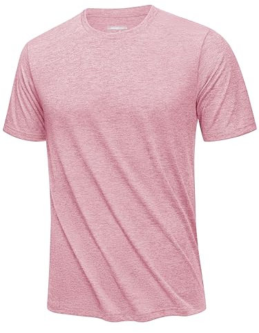 KEFITEVD Funktionsshirt Herren Sport Shirt Trainingsshirt Fitness Shirt Männer Schnelltrocknende Tshirt Rosa Herren Rosa XXL