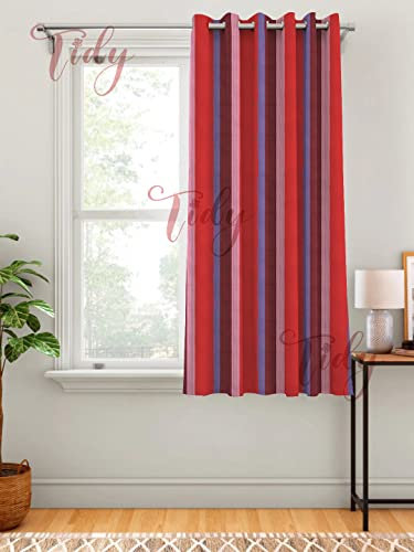Tidy Türvorhang mit Ösen, gestreift, Baumwollstoff, Rot mit Weiß, 152,4 cm Länge x 121,9 cm, Rot / Weiß