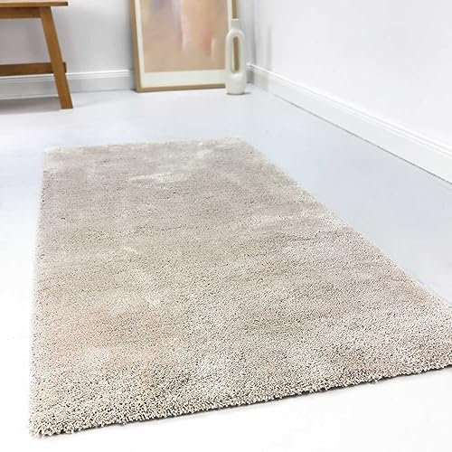 Wecon Home Kuschelig weicher Esprit Hochflor Teppich, bestens geeignet fürs Wohnzimmer, Schlafzimmer und Kinderzimmer RELAXX (120 x 170 cm, Creme beige)