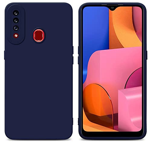 Cadorabo Hülle kompatibel mit Samsung Galaxy A20s Schutzhülle TPU Silikon Case Liquid Design mit Kameraschutz Slim Kratzfest Weiche Gummi mit Rundumschutz Case Hülle für Galaxy A20s in Blau