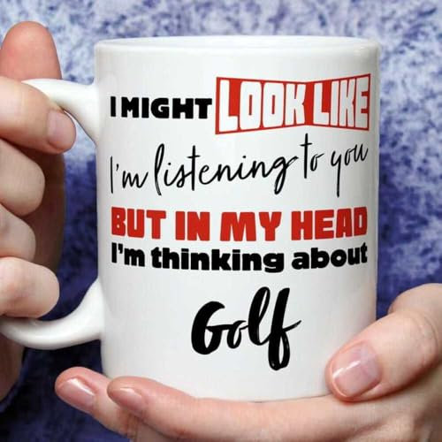 A Bit of Banter I'm Thinking About Golf Mug, Novelty Funny Thank You Gift, Birthday Cup