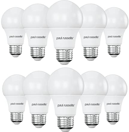 paul russells LED GLS - Dimmable Edison Screw Light, 8.5W 806 Lumens E27 A60 LED Bulbs, 60w Equivalent, 4000K Cool White, Dimmer Standard ES Energy Saving Ceiling Lightbulbs, Pack of 10