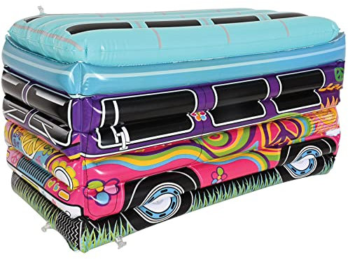 Beistle 56033 61 x 34,3 cm Aufblasbarer Hippie-Bus-Getränkekühler im Stil der 1960er 60er-Jahre-Party-Dekoration und Zubehör, PVC-Kunststoff, Braun