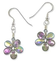 Small Funky Flower Earrings (pastel purple/silver rainbow, sterling-silver)