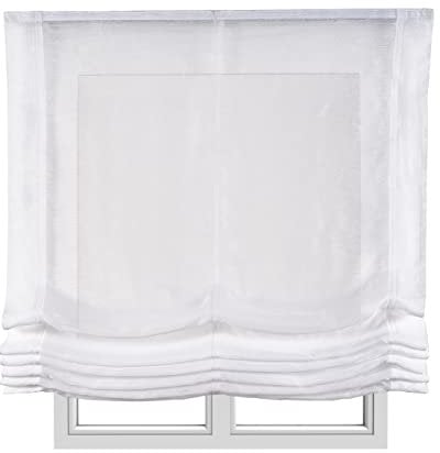 STORESDECO Raffrollo mit Stangen 175H x 120B - Waschbares Faltrollo zum Bohren inkl. Montagematerial - Lichtdurchlässige Roman Blinds mit Kindersicherung für Fenster & Türen - Gardinen Rollo Küche