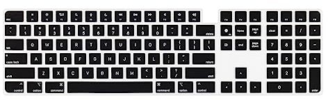 Boaulee Silicone Keyboard Cover Skin for Magic Keyboard with Touch ID and Numeric Keypad Model A2520 2022 Sudio and for iMac 2021 24 inch M1 chip US Layout Anti-Dust Keyboard Protector (Black)