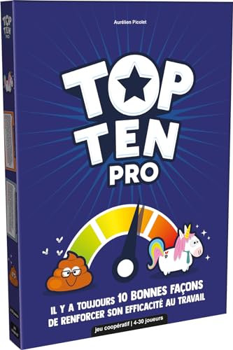 Asmodee Top Ten Pro – kooperatives Gesellschaftsspiel für Erwachsene – originelle Stimmungskartenspiele – Animation Treffen Professionelles – 4 bis 30 Spieler – Geschenkidee – französische Version