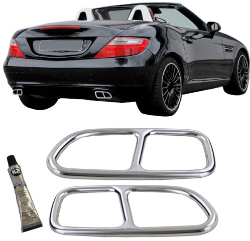 Auspuff Endrohr Blenden Chrom 4 Rohr Optik für Mercedes SLK R171 08-11