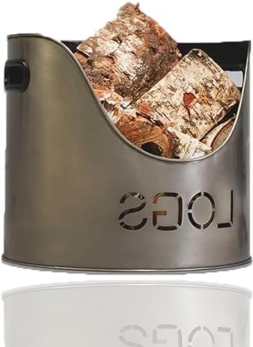 zeeyrak Firewood Decorative Log Bucket, Steel Log Holder, Kindling Bucket, Fireside Kindling Storage Basket