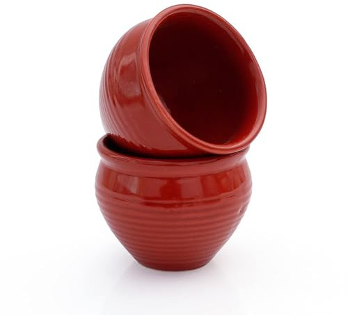 Handmade Traditional Kulhar Kulhad Chai Tea Coffee Mug Cup Cantaritos Set of 2 Glazed Earthenware Glossy Finish Clay Terracotta Artisanal Studio Pottery Mud Brown Food Safe Natural Rustic Eco-Friendly