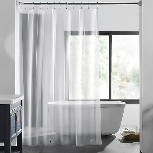 Tenda Doccia Trasparente Impermeabile, 180x180cm Tende Doccia EVA Trasparente, 3D Transparent Shower Curtain Illuminazione Naturale, Tenda da Bagno con 12 Occhielli in Metallo e 3 Magneti Ponderati