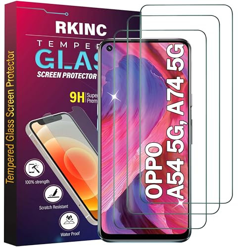 RKINC 3 Stück, Panzerglas Schutz Glas für Oppo A54 5G, Oppo A74 5G, Panzer HD Displayschutzfolie, 0,33 mm kratzfest, splitterfrei, blasenfrei, lebenslangeGarantie