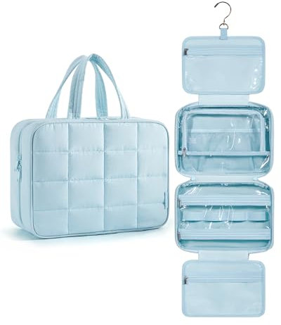 BAGSMART Kulturbeutel zum Aufhängen, Kulturtasche für Damen, Hanging Travel Bag for Toiletries,Waschtasche für Herren & Frauen, Blau