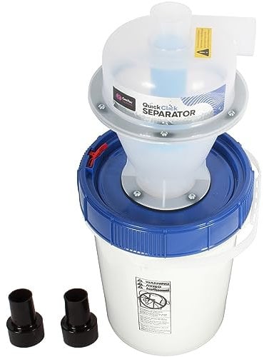 Cen-Tec Systems Quick Click Dust Collection Cyclone Separator Kit with 19l Plastic Collection Bin for Workshop, Woodworking, Fine Dust and Debris Vacuum Extractor Filtration