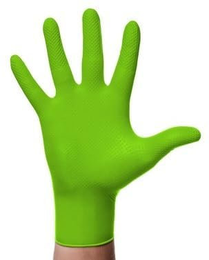 MERCATOR Guanti protettivi Gogrip monouso in nitrile senza polvere, confezione da 50 pz - Taglia L - GREEN