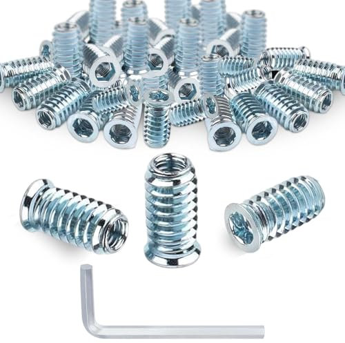 Lot de 30 écrous à visser M8 x 20 mm et 1 clé hexagonale - Insert fileté en bois - Inserts filetés en acier - Pour meubles en bois, acier, pin, contreplaqué, panneaux composites
