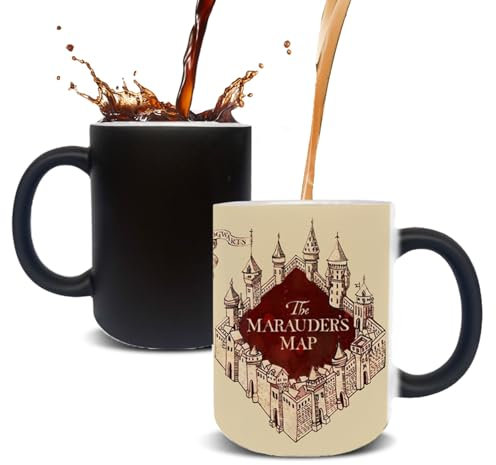 LUCYLANKER Tasse à Café Magique, Tasse en Céramique à Motif de Carte de Prédateur, Tasse à Changement de Couleur Réactive Thermique, Cadeau Personnalisé Pour Hommes, Femmes, Famille, 11 OZ (Couleur 7)