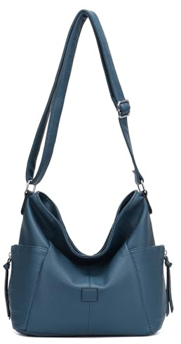 OBC Damen Tasche Shopper Schultertasche Umhängetasche Crossbody Henkeltasche Crossover Beuteltasche Handtasche Hobo Bag Reise Kunst-Leder Blau