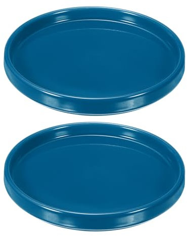 M METERXITY Lot de 2 Soucoupe en Céramique, 5,4 Pouces Od Soucoupes Rondes pour Pots de Fleurs d'Intérieur/Extérieur, Plateau de Drainage en Céramique [Bleu]