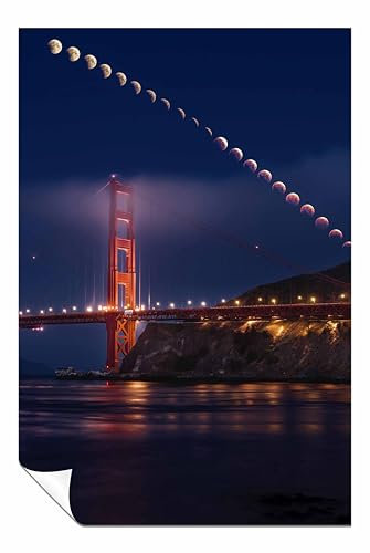 Panther Print Super Moon Poster Lunar Eclipse, ungerahmt, Bilder für Zuhause, Wände, Schlafzimmer, Wohnzimmer und Badezimmer, Dekoration, 61 x 41 cm