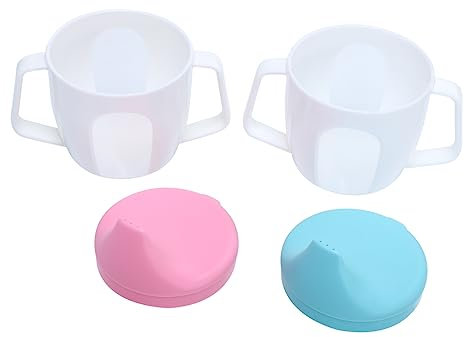 SHOWERORO 2piezas Vaso Para Biberón De Entrenamiento Taza Boquilla y Asa Color Rosa y Azul Para Guardería y Transporte Fácil