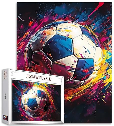 Fußball 1000 Stück Puzzles für Erwachsene und Kinder Fußball Graffiti Puzzles 27×20 Zoll Doodle Art Puzzle herausfordernde Familie Aktivität Spiele Bunte DIY Craft Puzzle für Home Decor Geschenke