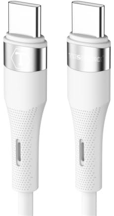 Tosomoki - 1M Type C to Type C Cable, USB C to USB C PD Fast Charging Charger Lead for Samsung Galaxy S21 Ultra S20/Note 20 5G/Note10,iPad Pro 2021,MacBook,Google Pixel4/3a - White